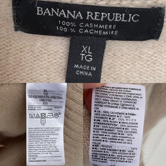Banana Republic Beige Luna Cashmere Jumper Polo Tan Collared Sweater XL - Picture 14 of 14